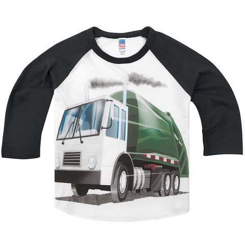 Shirts That Go Little Boys' Garbage Truck Raglan T-Shirt