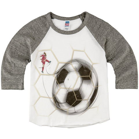Shirts That Go Little Girls' Soccer Goal Ball & Net Raglan T-Shirt