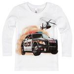 Shirts That Go Little Boys' Long Sleeve Police Car and Helicopter T-Shirt