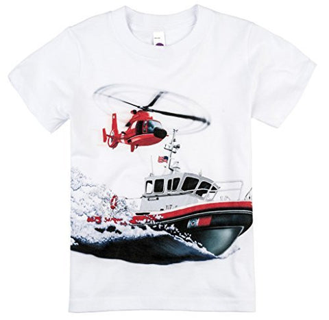 Shirts That Go Little Boys' Coast Guard Helicopter & Boat T-Shirt