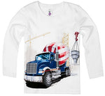 Shirts That Go Little Boys' Long Sleeve Big Blue Cement Mixer Truck T-Shirt