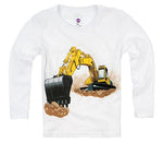 Shirts That Go Little Boys' Long Sleeve Yellow Excavator T-Shirt
