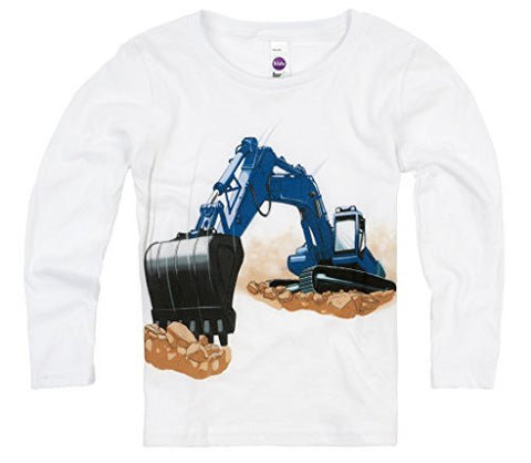 Shirts That Go Little Boys' Long Sleeve Blue Excavator T-Shirt