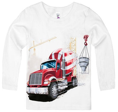 Shirts That Go Little Boys' Long Sleeve Big Red Cement Mixer Truck T-Shirt