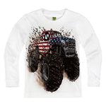 Shirts That Go Little Boys' Long Sleeve Big USA Flag Monster Truck T-Shirt