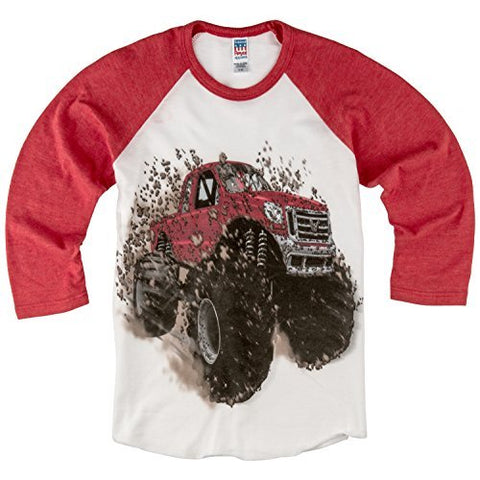Shirts That Go Little Boys' Big Red Monster Truck Raglan T-Shirt