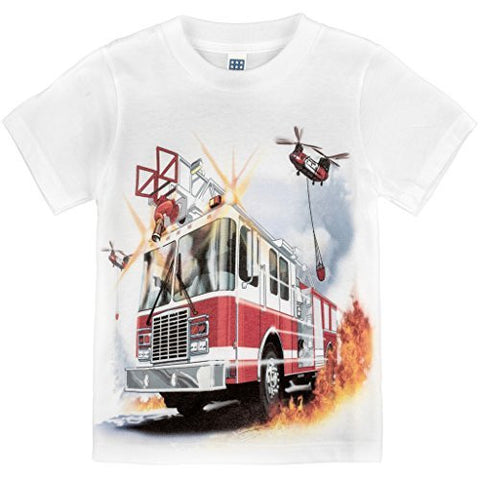 Shirts That Go Little Boys' Fire Truck & Helicopters T-Shirt