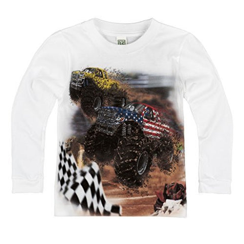 Shirts That Go Little Boys' Long Sleeve Big Monster Truck Racing T-Shirt