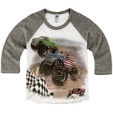 Shirts That Go Little Boys' Monster Trucks Racing Raglan T-Shirt