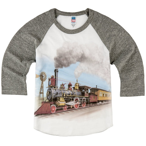 Shirts That Go Little Boys' Old West Steam Train Raglan T-Shirt