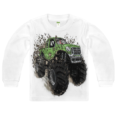 Shirts That Go Little Boys' Long Sleeve Big Green Monster Truck T-Shirt