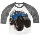 Shirts That Go Little Boys' Big Blue Monster Truck Raglan T-Shirt