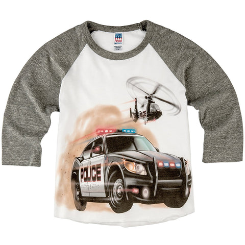 Shirts That Go Little Boys' Police Car and Helicopter Raglan T-Shirt