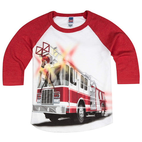 Shirts That Go Little Boys' Big Red Fire Truck Raglan T-Shirt