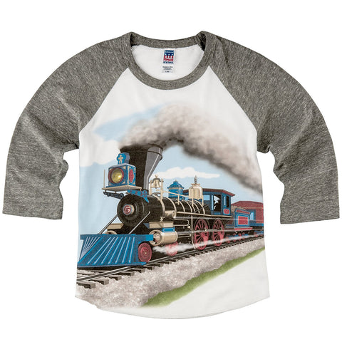 Shirts That Go Little Boys' Steam Train Raglan T-Shirt