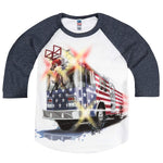 Shirts That Go Little Boys' Big USA Flag Fire Truck Raglan T-Shirt