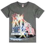 Shirts That Go Little Boys' Big USA Flag Fire Truck T-Shirt
